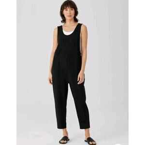 Eileen Fisher Organic Cotton Jumpsuit Women PL Jersey Crop Black Casual Designer